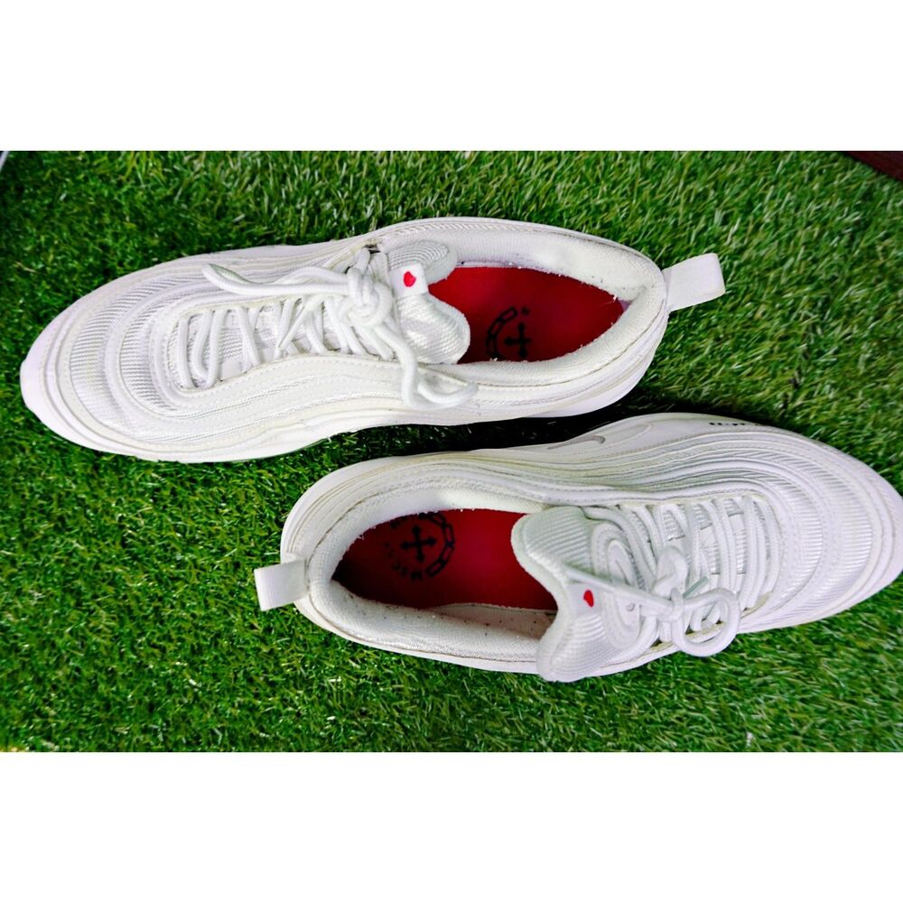 Nike Air Max 97 White and Green Men's Shoes - Picture 6 of 9